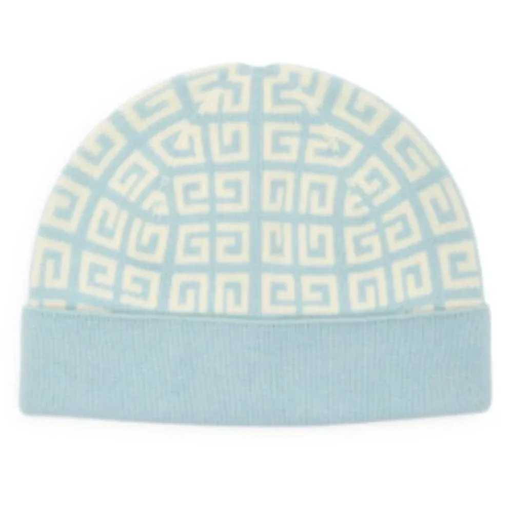 Givenchy Light Blue Patterned Beanie Givenchy Unisex-Adult Ribbed Embroidered Logo Beanie – Bluefly main image 3